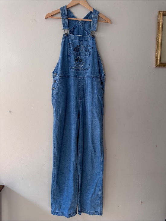 Christopher & Banks Pants - Vtg 90s Christopher Banks Noahs Ark Embroidered Denim Overalls Jumper Medium M
